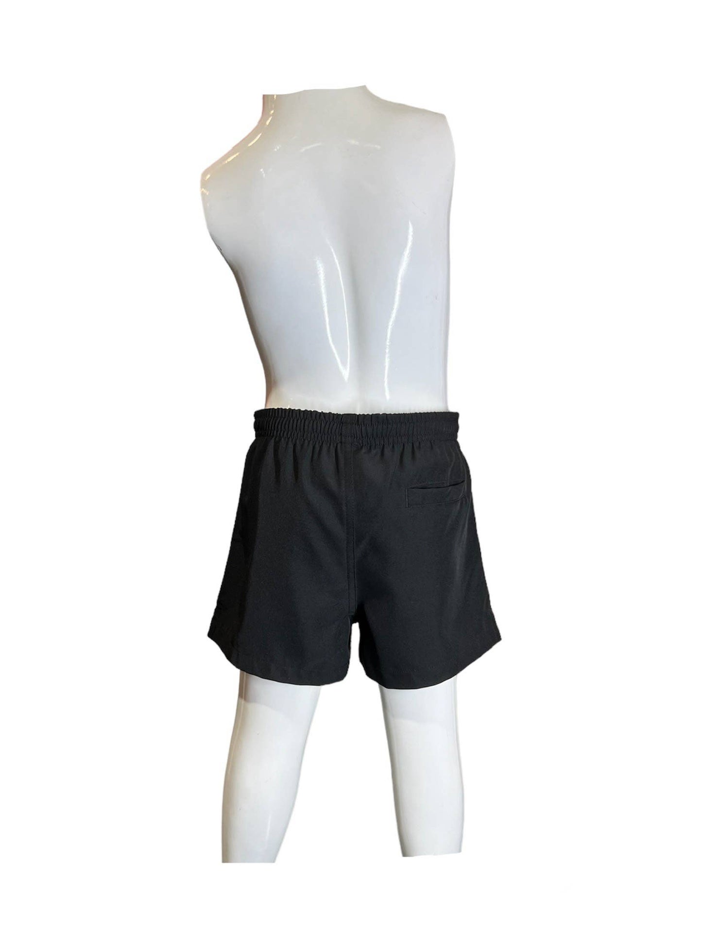 Boys Solid Black Swim Trunks