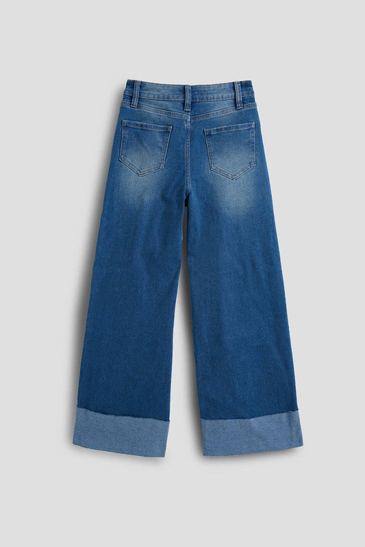 Girls YMI Wide Leg Mega Cuff MW Jeans