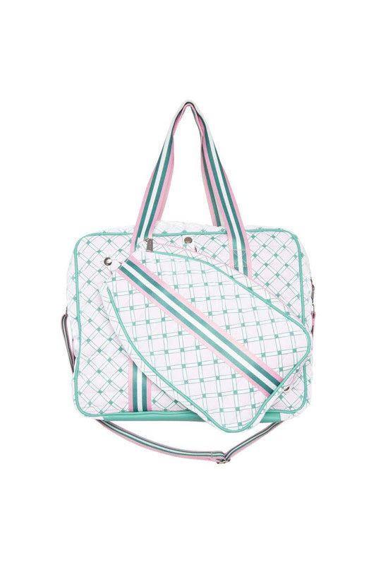Checkered Pink & Green Pickleball Sling Bag