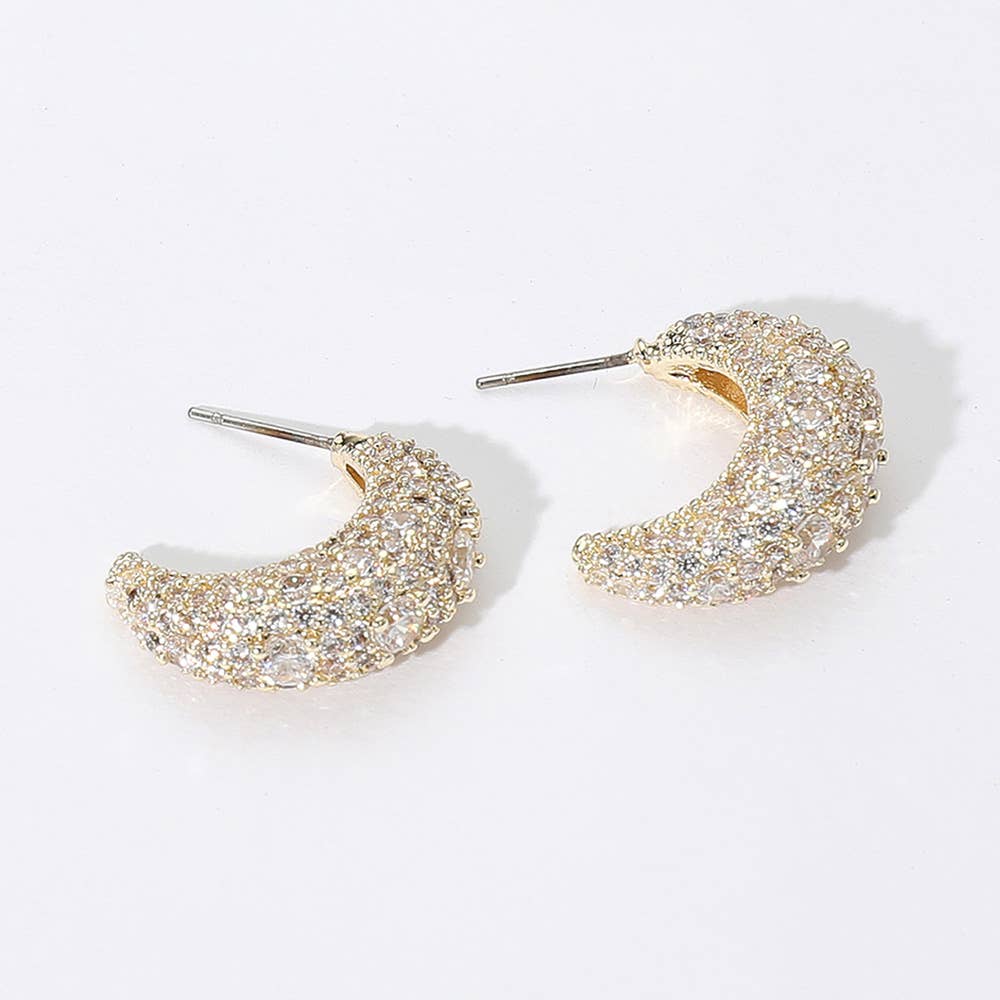 Palmer 14K Gold Plated Crystal Lunar Earrings