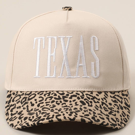 Leopard Texas Embroidered White Stitch Hat