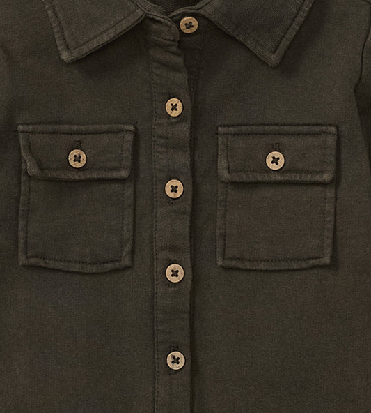 Burt's Bees Boys Buttondown Mineral Charcoal Jumpsuit