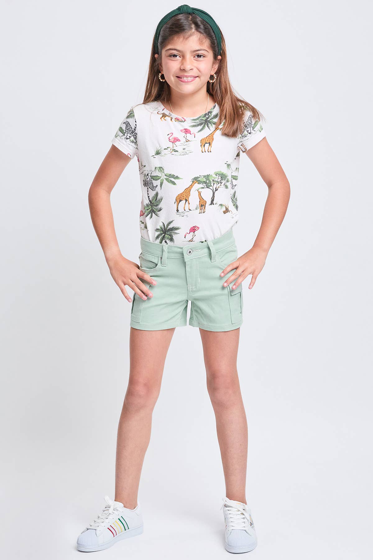 Girls YMI Twill Cargo Sage Shorts
