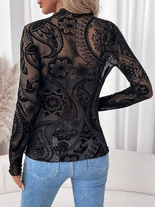 Velvet Embossed Paisley Top