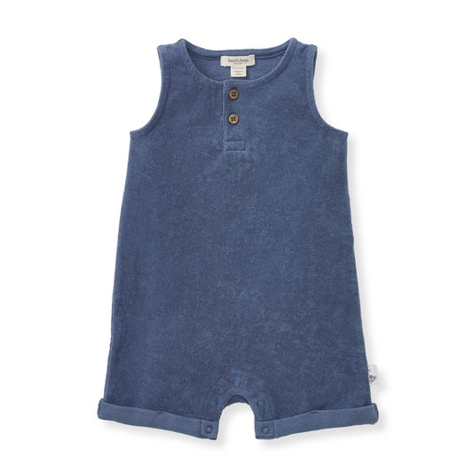 Baby Boys Burt's Bees French Terry Navy Romper (Preemie)