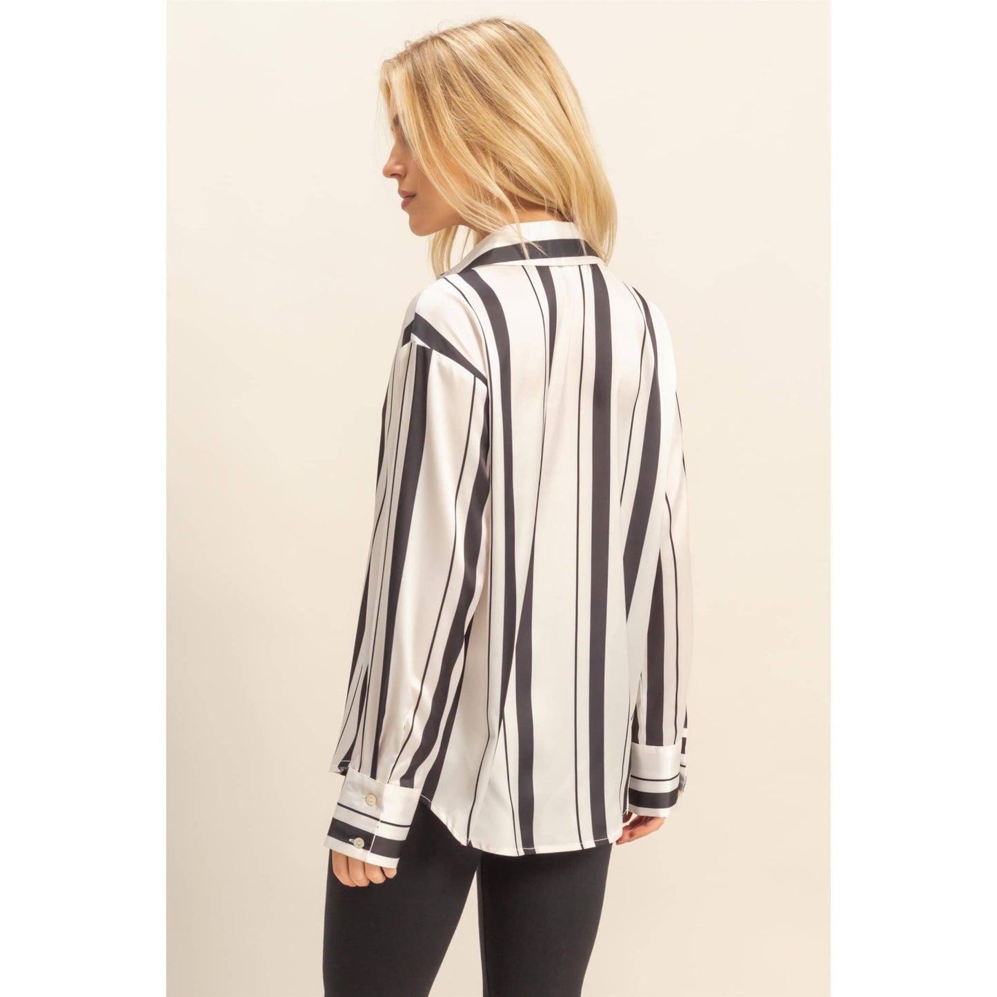 Catalina Satin Oversized Striped Buttondown