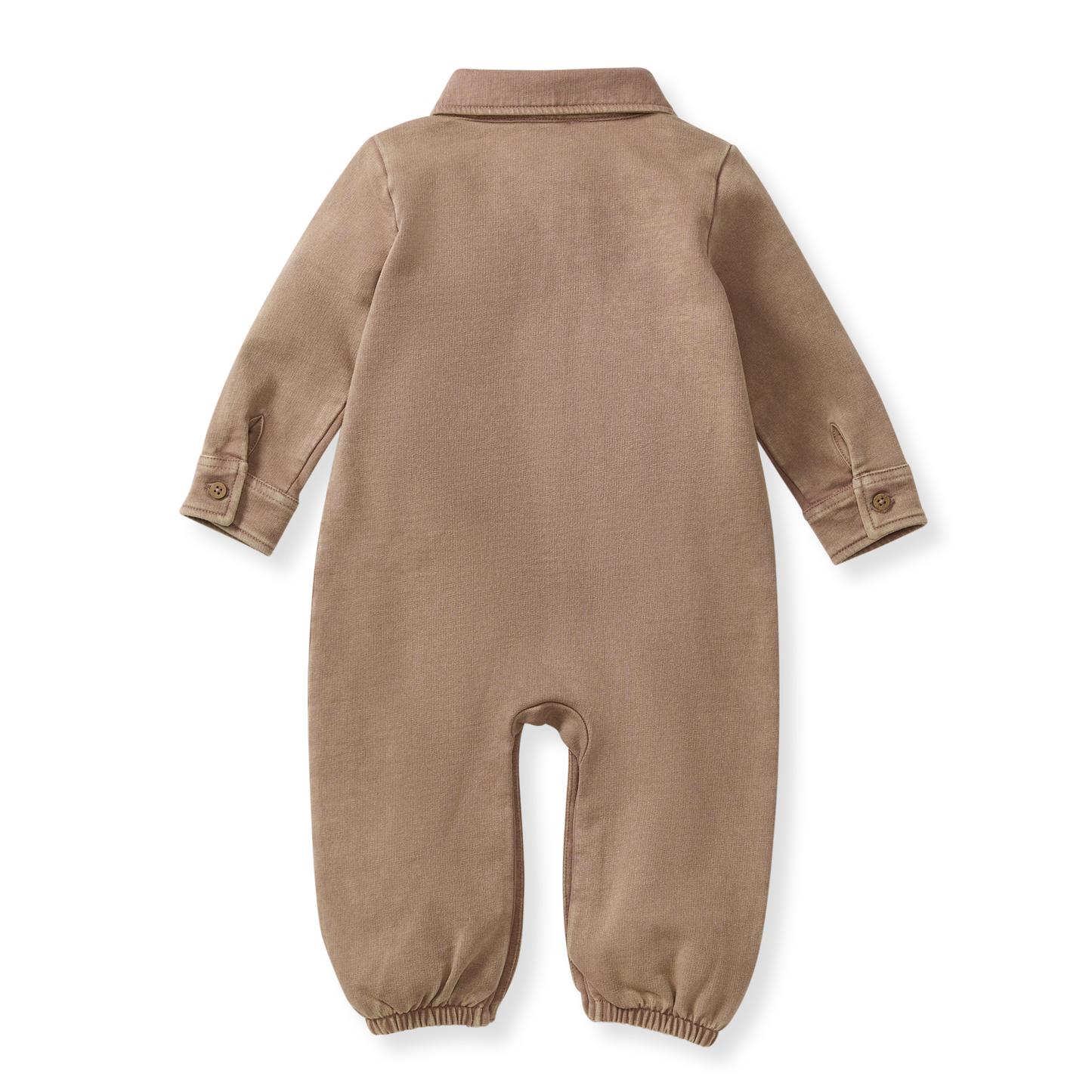 Burt's Bees Boys Buttondown Mineral Wheat Jumpsuit