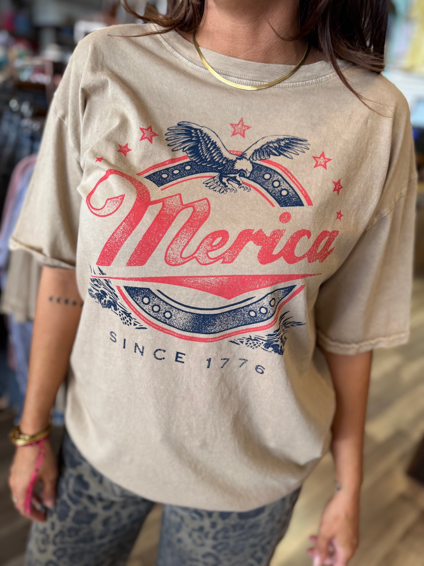 'Merica Eagle Oversized Mineral Tee