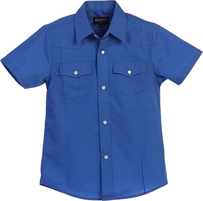 Boys Ramsey Pearl Snap Royal Western Shirt