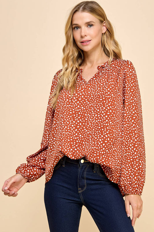 Broome Polka Dot V Neck Blouse