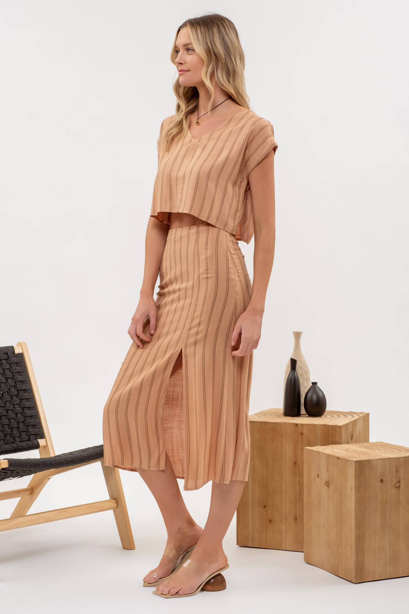 Chesca Striped Skirt Set