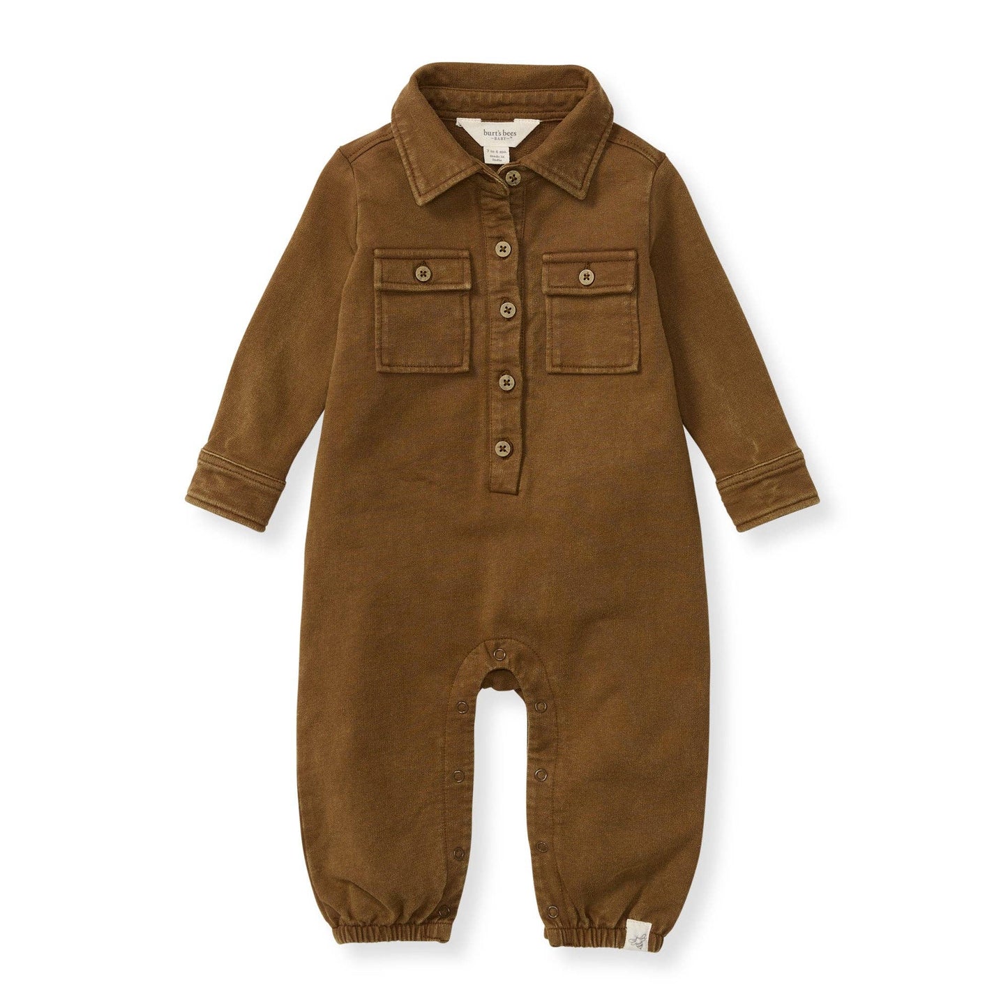 Burt's Bees Boys Buttondown Mineral Tan Jumpsuit