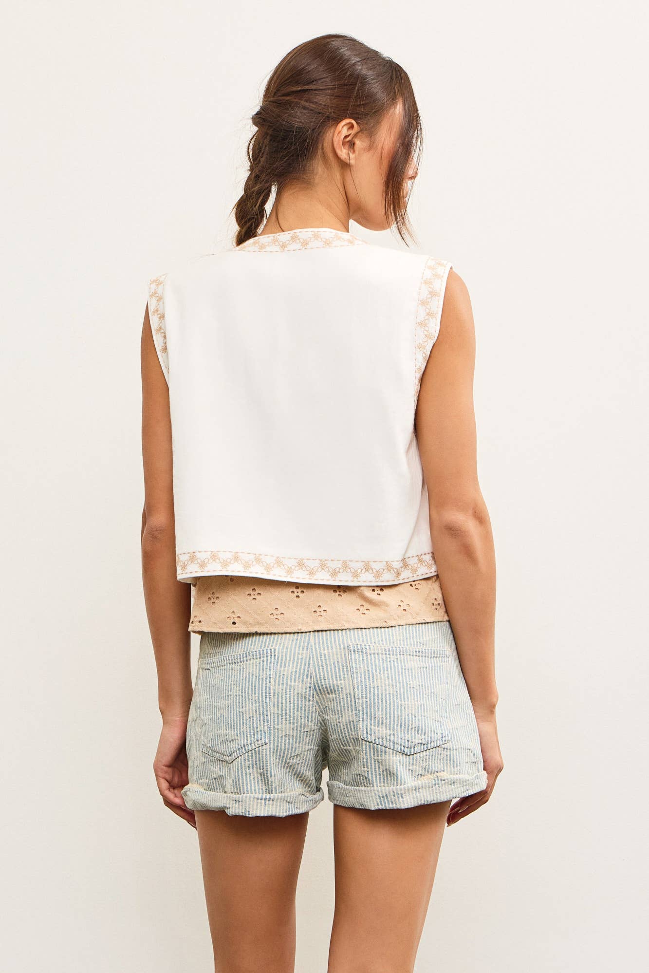Nova Embroidered Ivory Vest