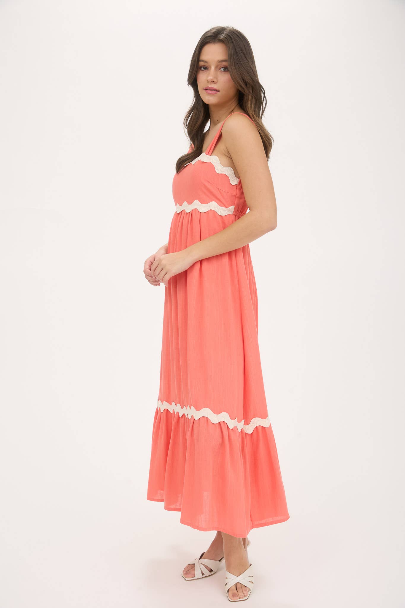 Quinn Rick Rack Trim Coral Dress
