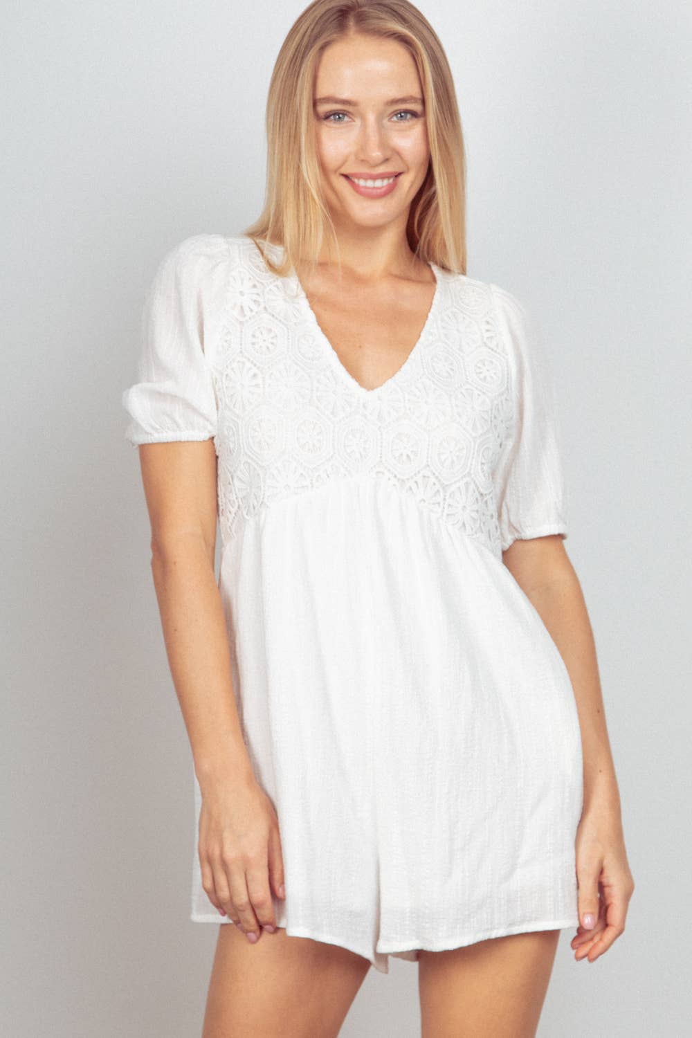 Casselberry Muslin Lace Romper