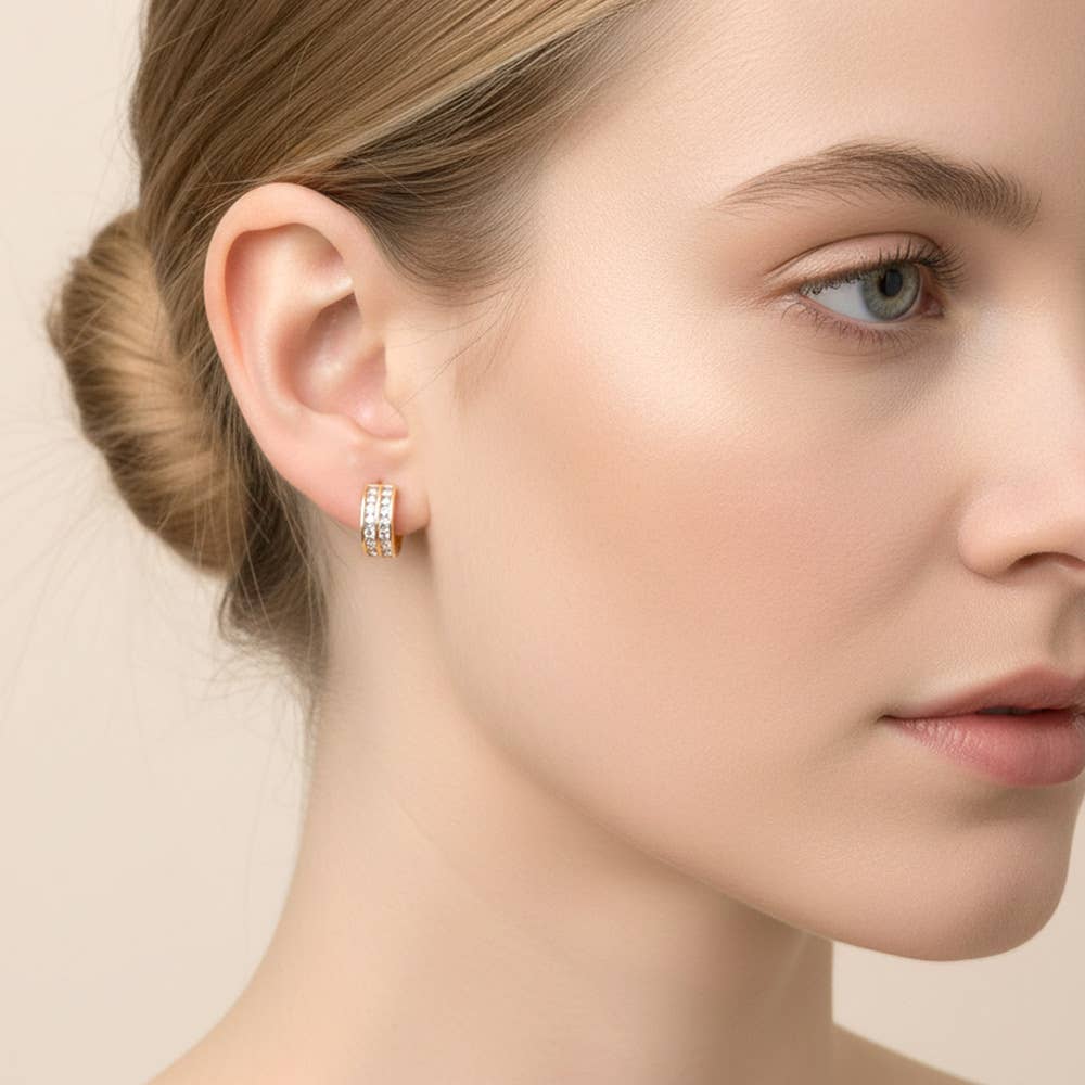 Darla Crystal Huggie Hoop Earrings