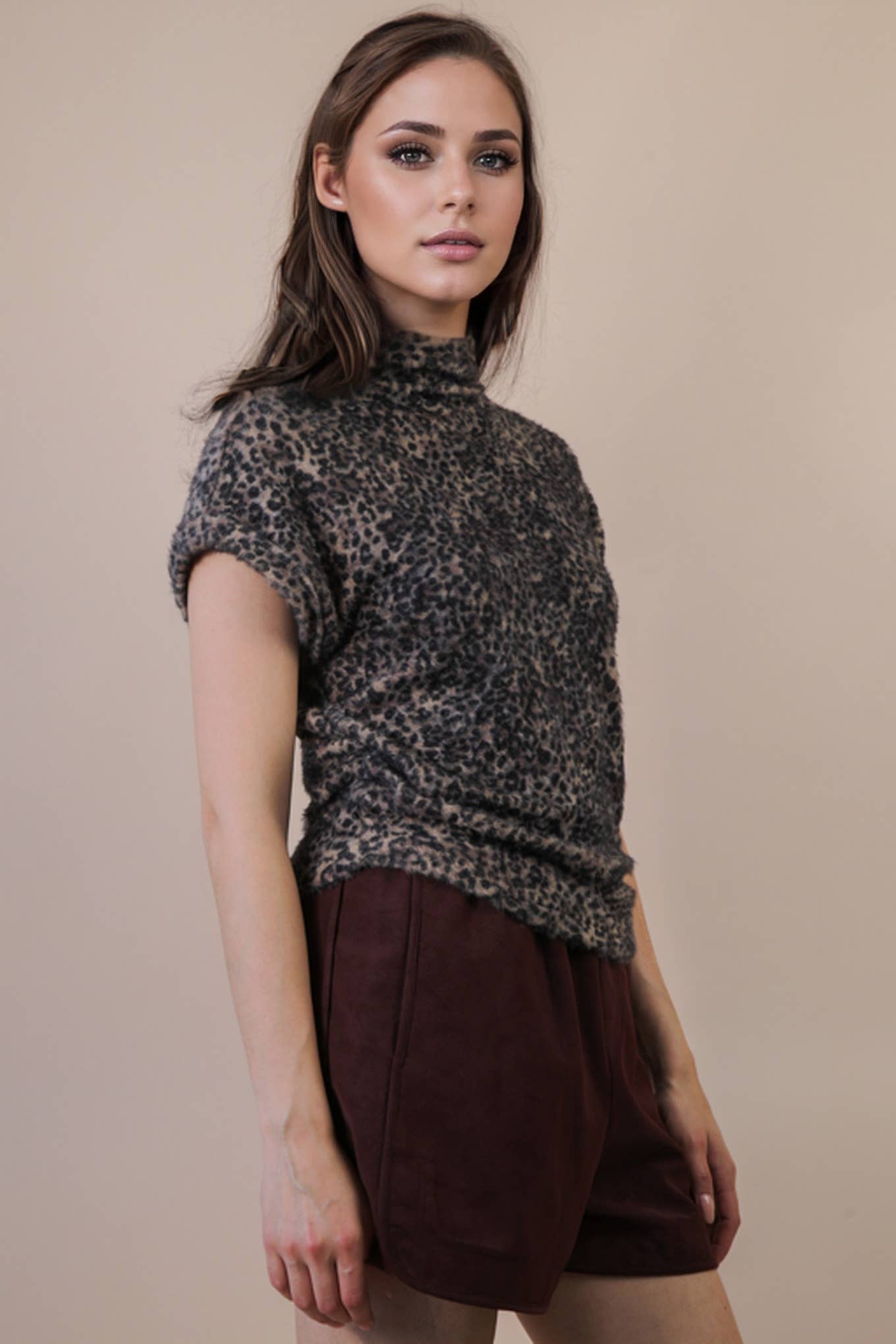 Hazel Mock Neck Leopard Top
