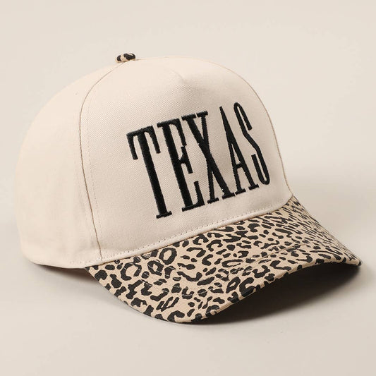 Leopard Texas Embroidered Black Stitch Hat