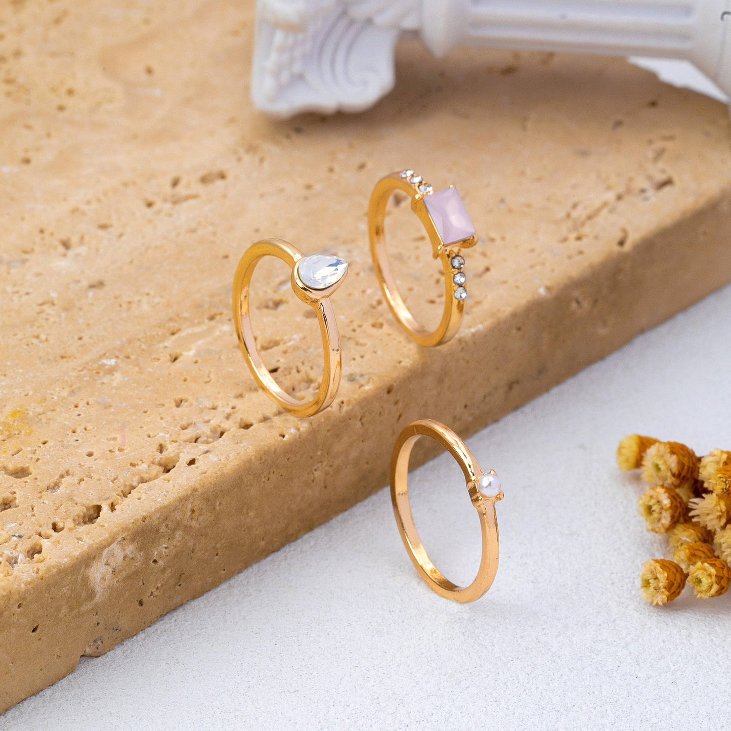 Evangeline Milky Pink Set of Rings