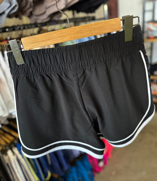 Petra Two Tone Black Activewear Shorts