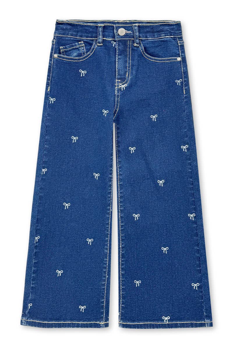 Girls Bow Printed Jeans