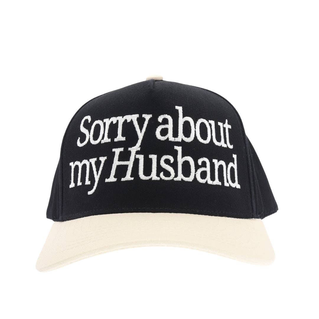 Sorry About my Husband Embroidered Cream Hat