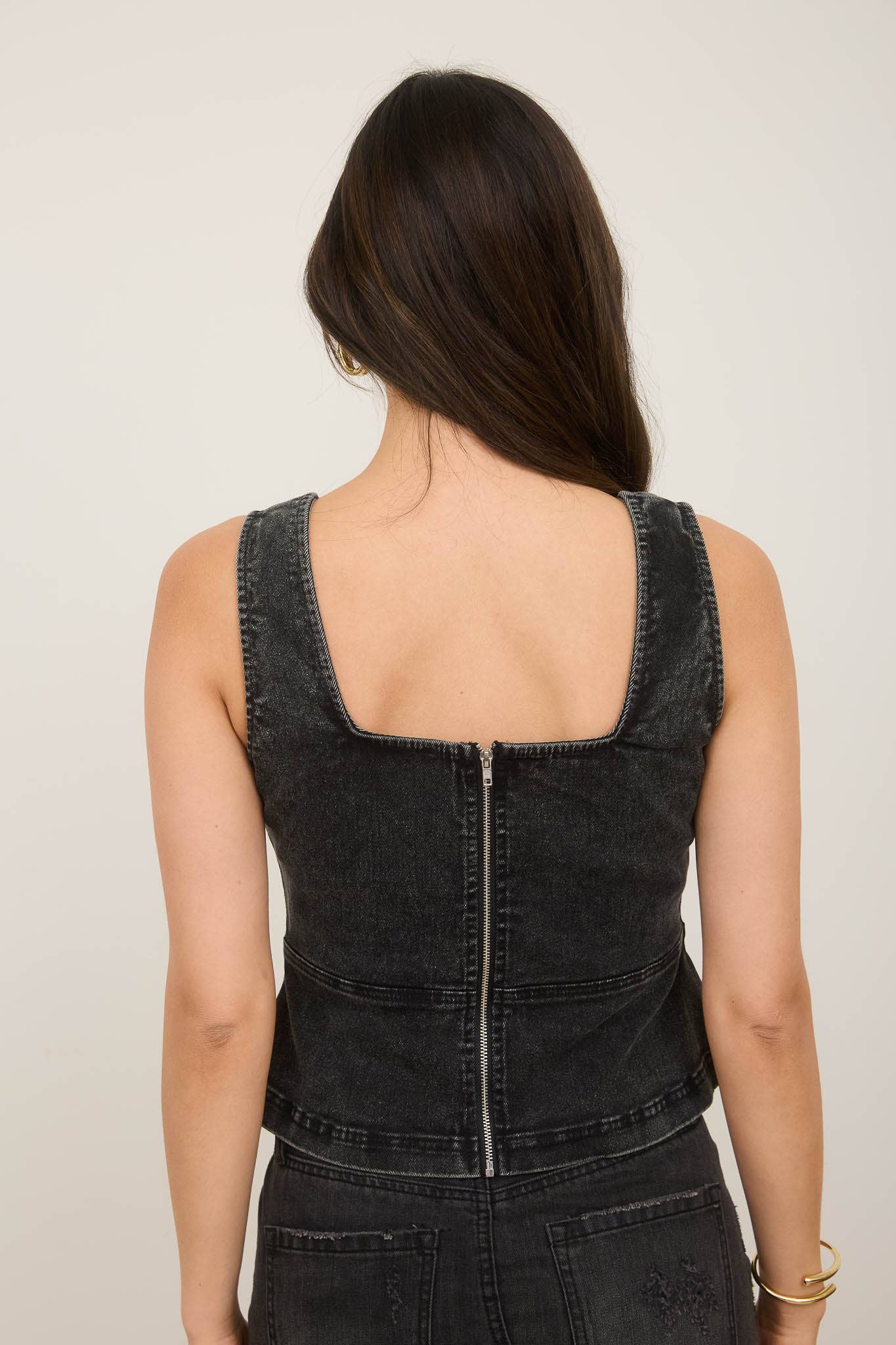 Marlow Lace-Up Denim Top