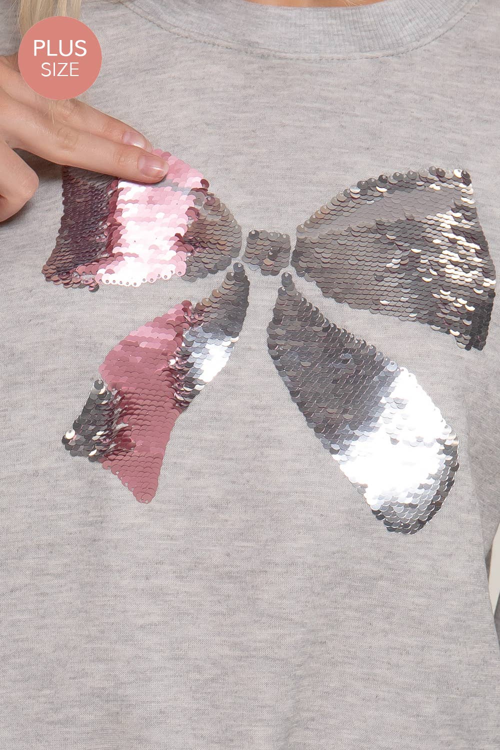 Sequin Bow Sweatshirt (XL-2XL)