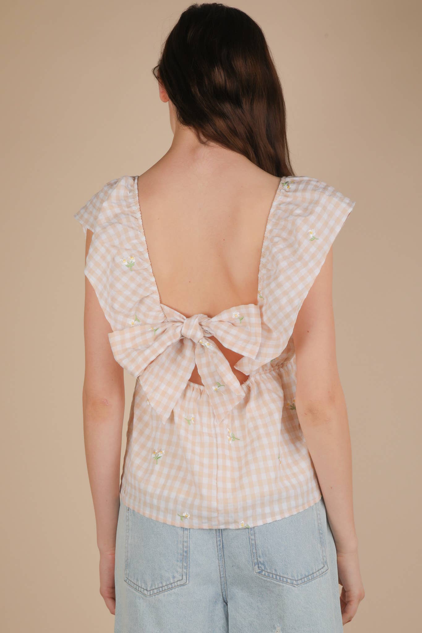 Emmy Gingham Daisy Embroidered Blouse