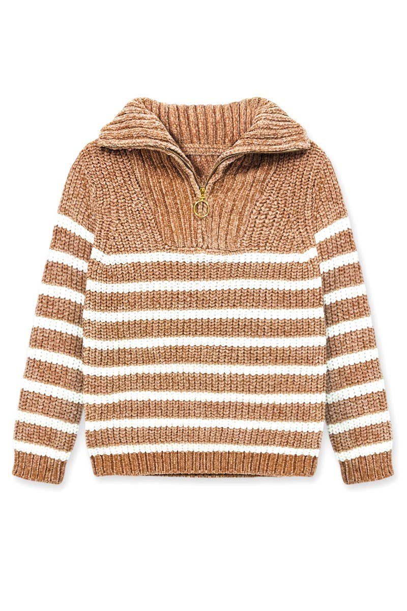 Girls Lurex Chenille Striped Pullover