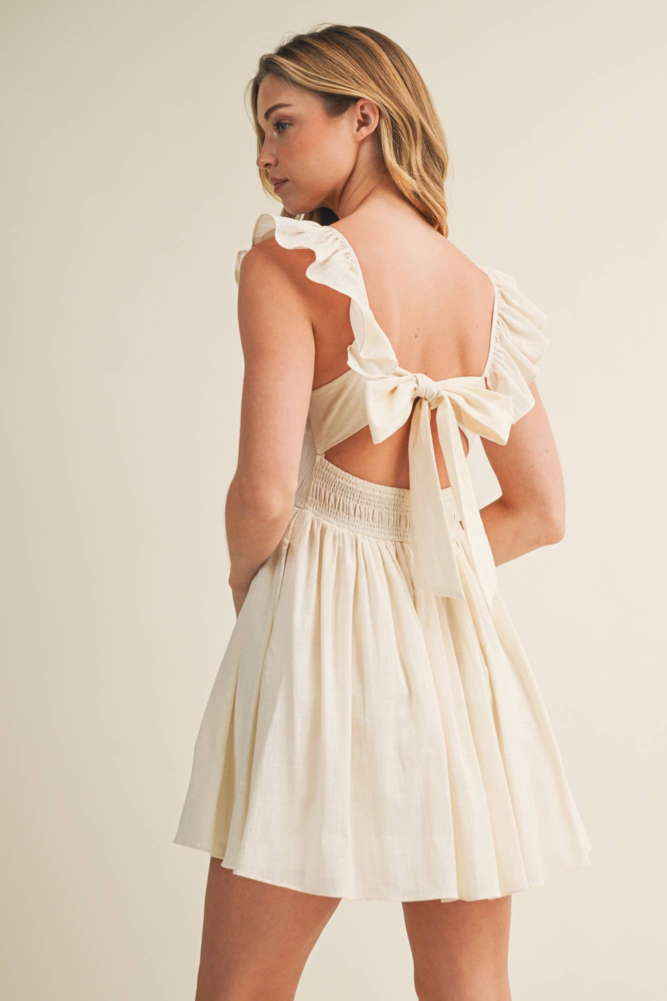 Lakelyn Ivory Smocked Ruffle Mini Dress