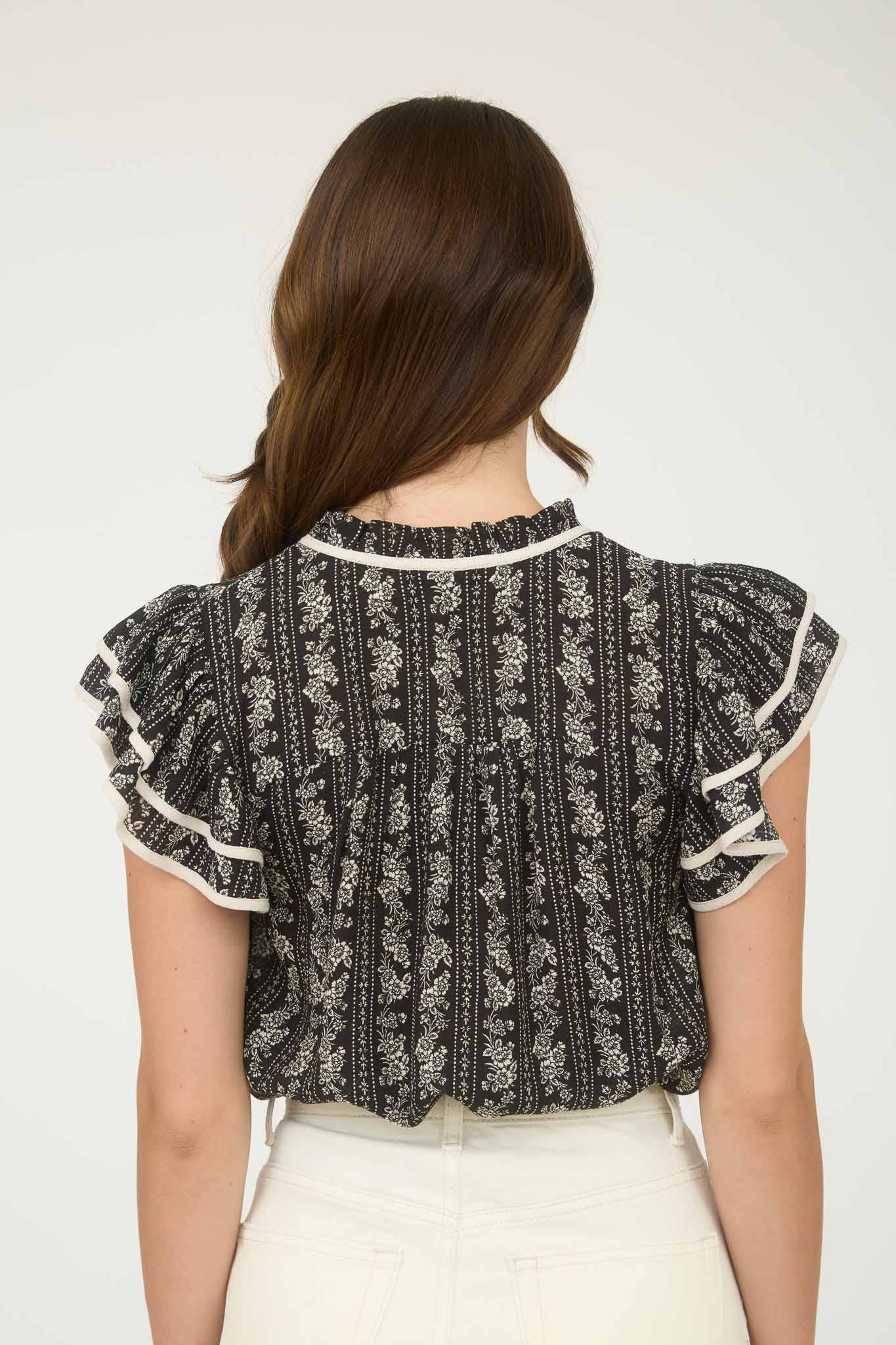 Abigail Floral Flutter Sleeve Blouse