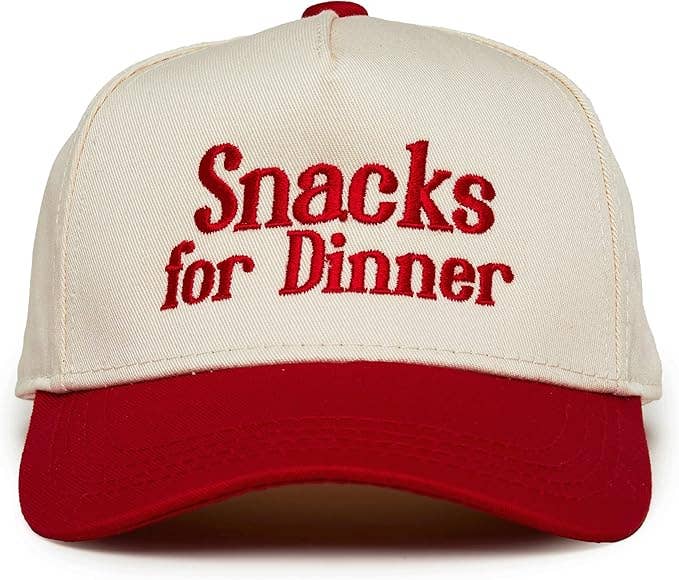 Boys Snacks for Dinner Embroidered Red Hat