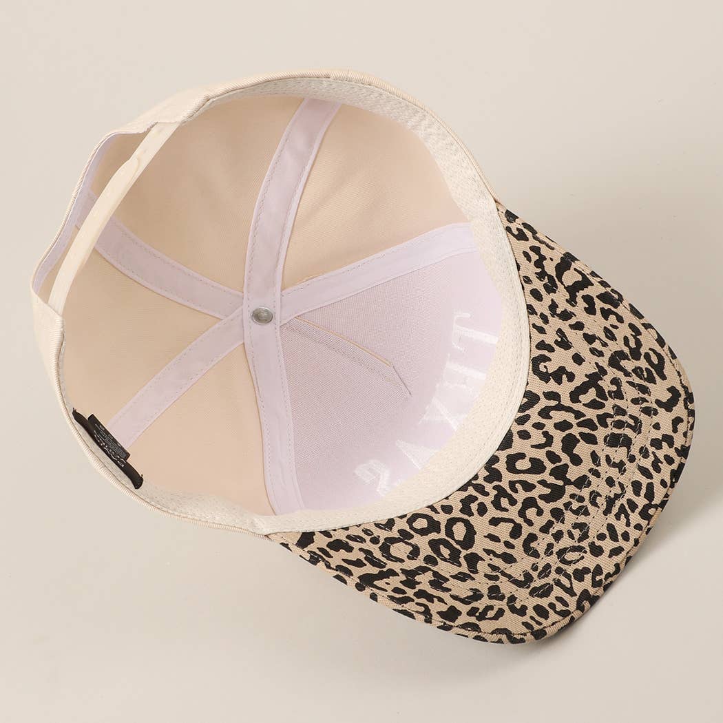 Leopard Texas Embroidered White Stitch Hat