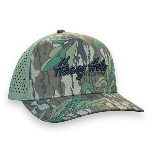 Mens Honey Hole Heritage Greenleaf Camo Performance Rope Hat