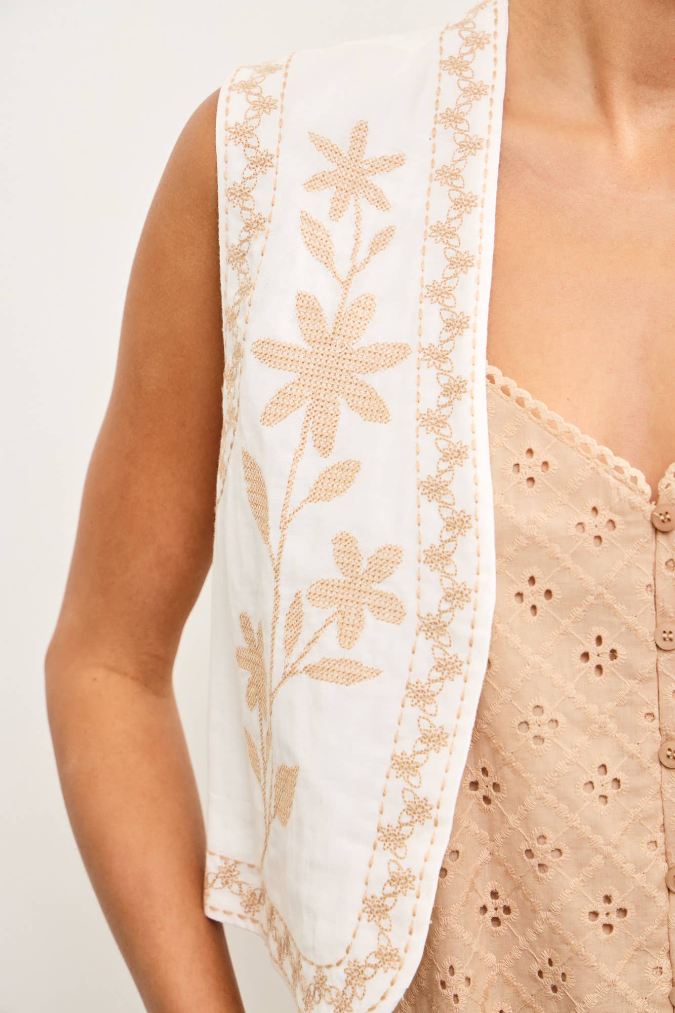 Nova Embroidered Ivory Vest