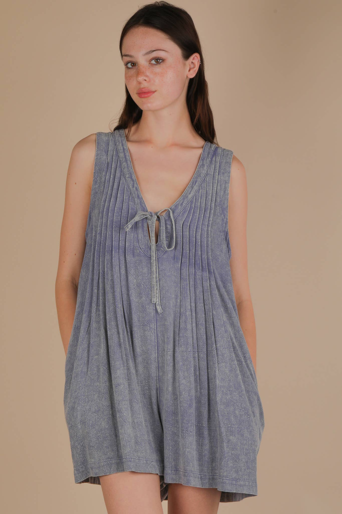 Oaklynn Pleated Linen Romper