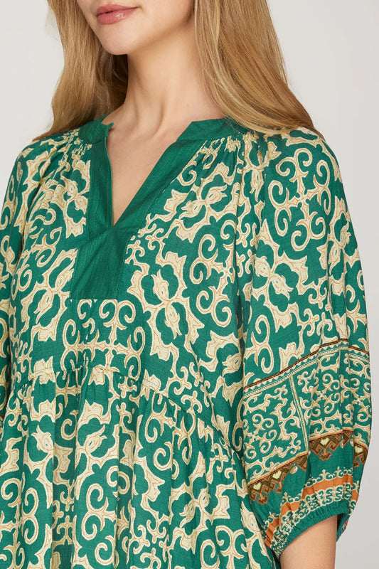 Pomona Boho Emerald Dress