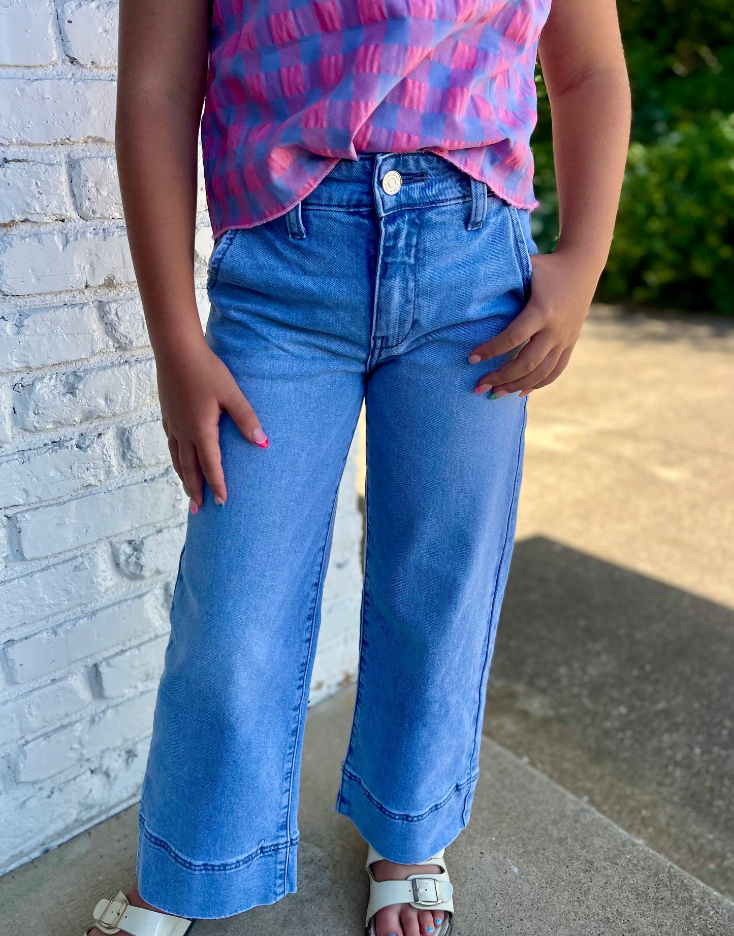 Girls Kancan Darla LW Crop Wide Leg Jeans