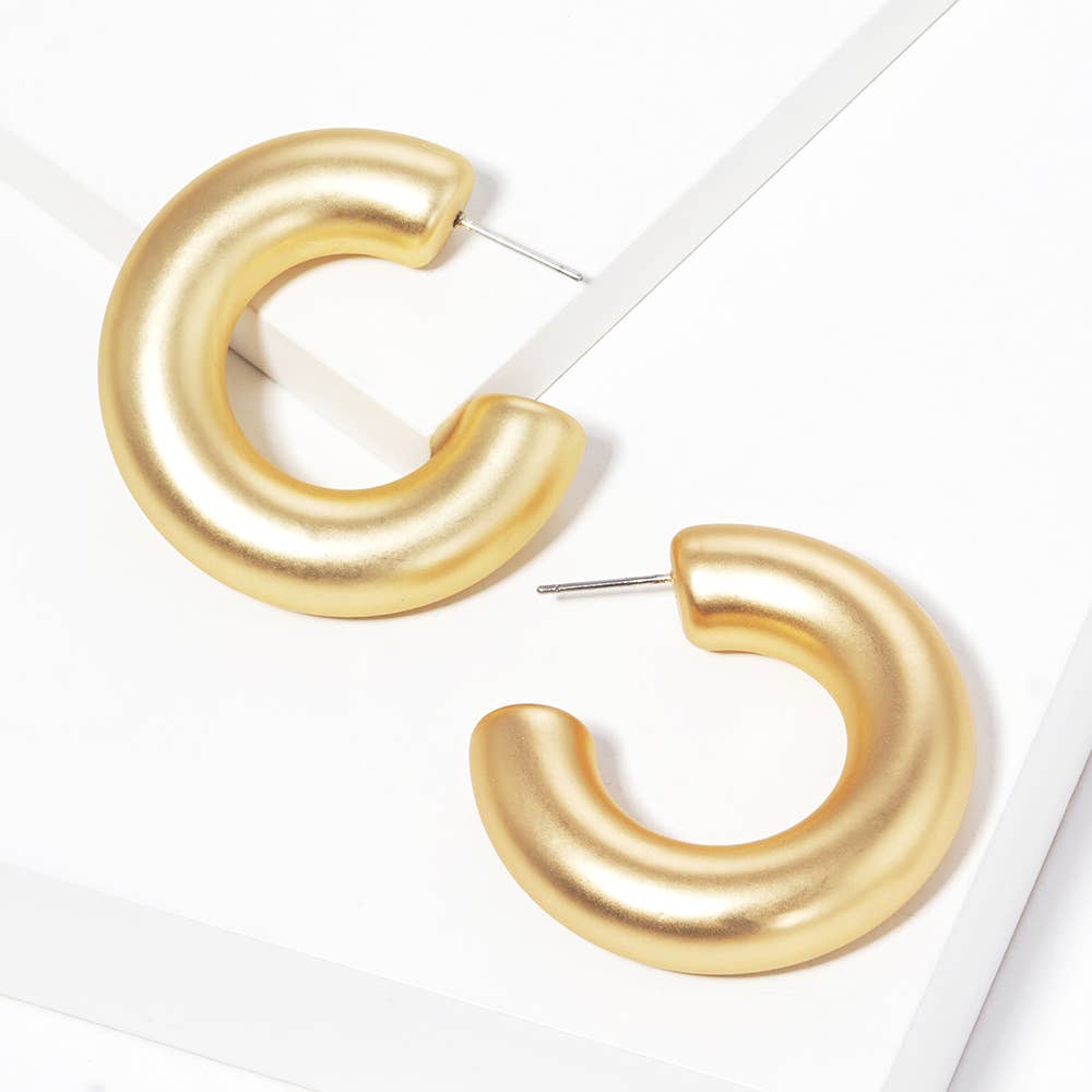 Palmer Thick Matte Gold Hoop Earrings