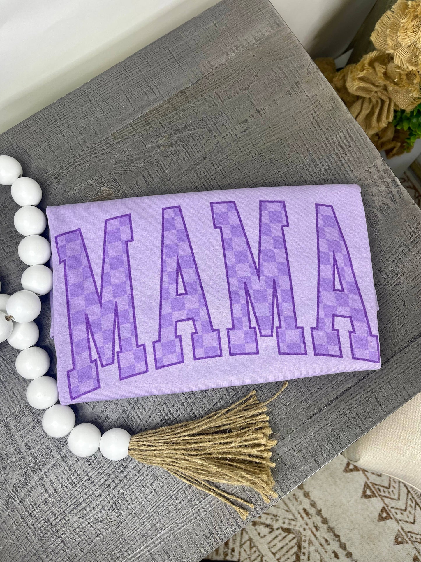 Block Checkered Mama Purple Tee