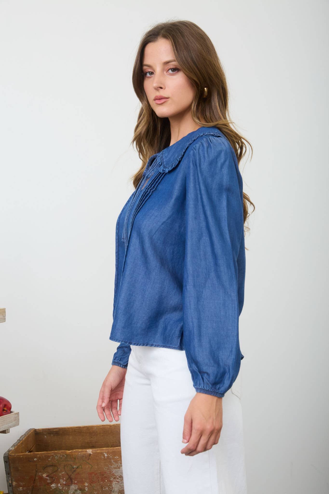 Lennox Denim Collared Blouse