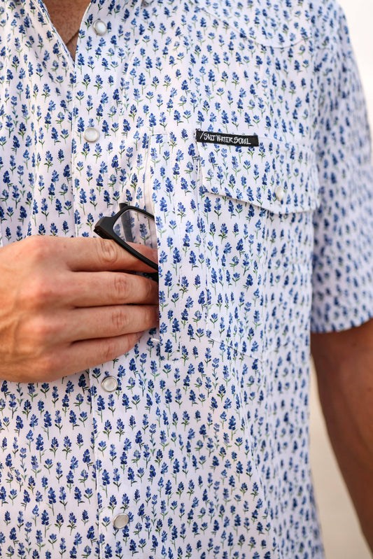 Mens Salt Water Soul Blue Bonnet Fishing Shirt
