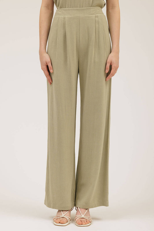 Pierson Pleated Wide Leg Linen Pants