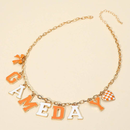 Game Day Orange Letter Charm Necklace