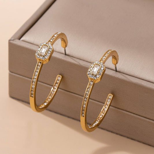 Constance Solitaire Crystal Hoop Earrings