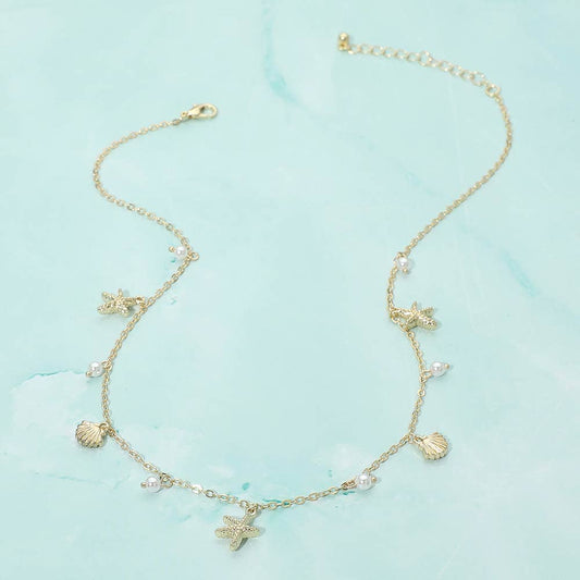 Darya Dainty Pearl Seashell Charm Necklace
