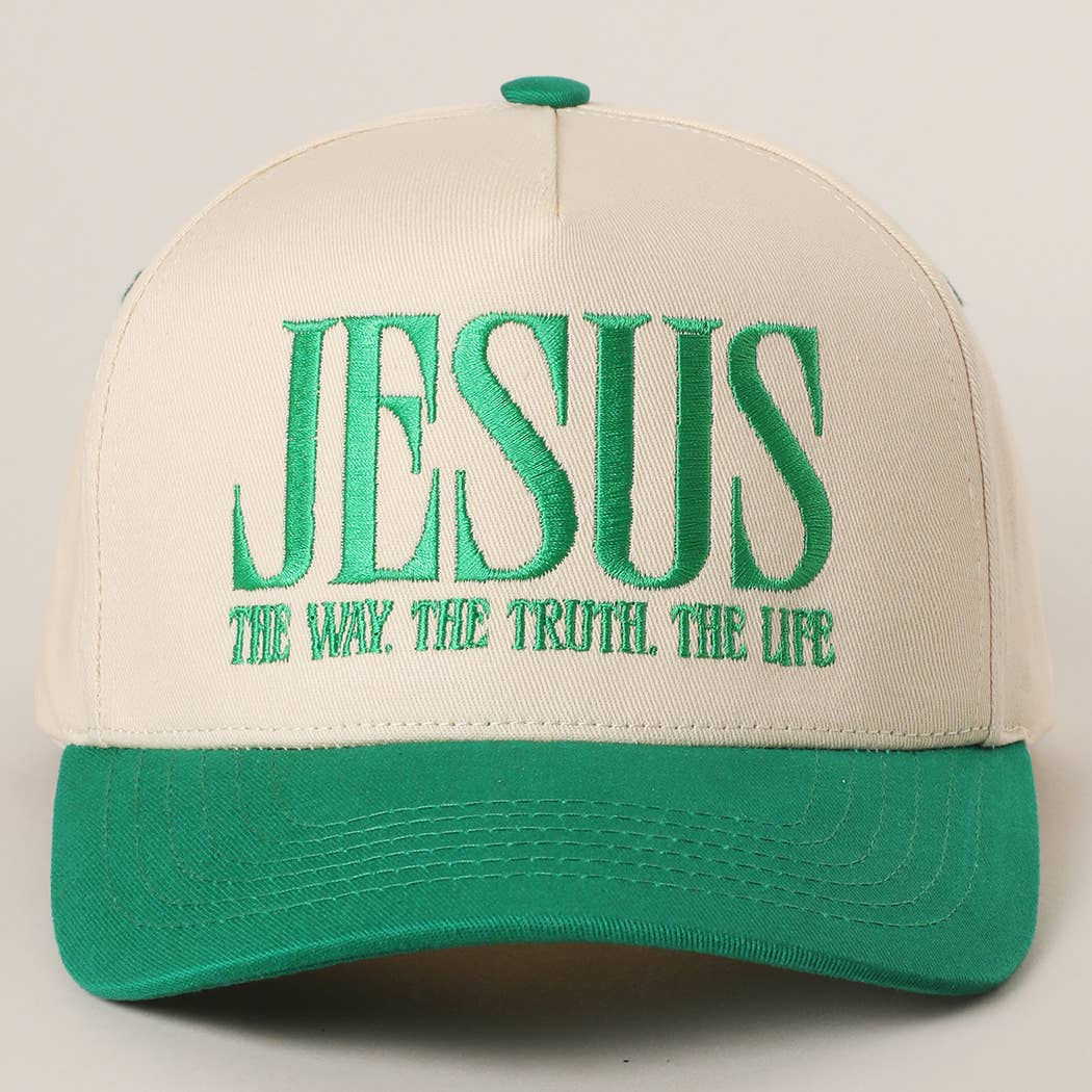 Jesus Embroidered Green Hat