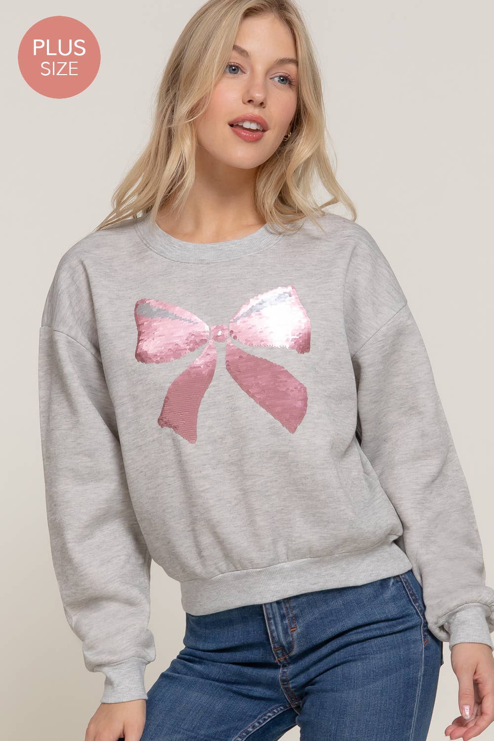 Sequin Bow Sweatshirt (XL-2XL)