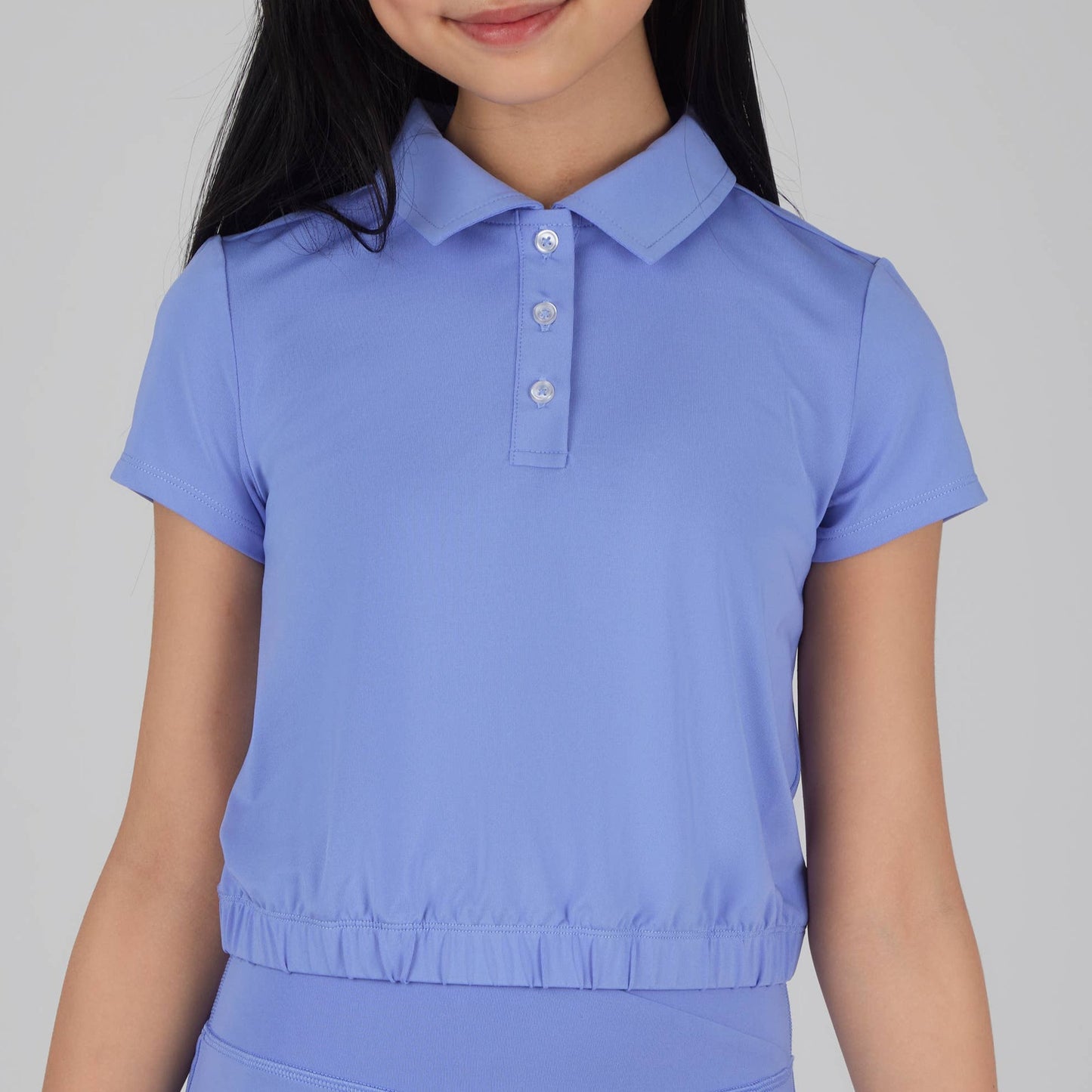 Girls Elastic Waist Collared Polo